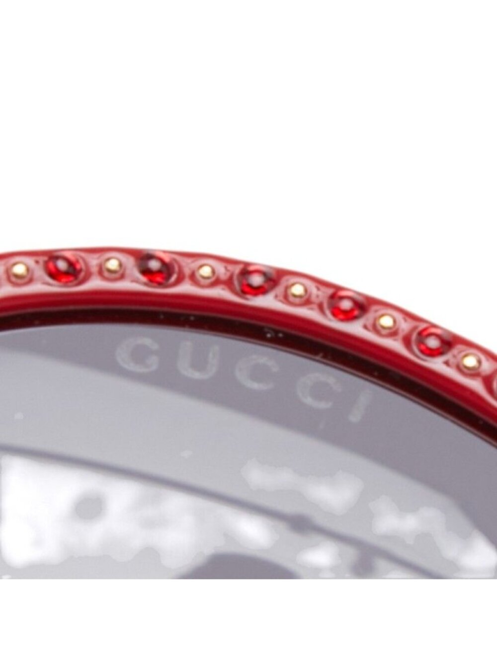 Gucci Two Bridge Round Sunglasses Red Gold Metal Acetate 1- Eyewear - Picture 8 of 8